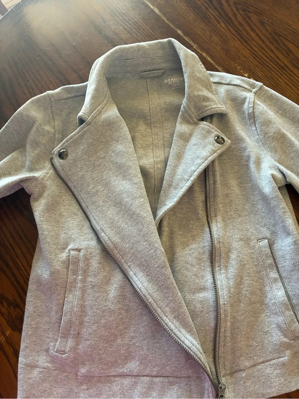 Old Navy Girl Active Grey Jacket Coat Zipper Long Sleeve Cotton Size Large 10-12